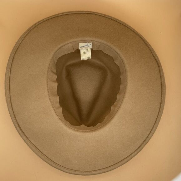 100% Wool Felt Wide Brim Hat Beige Camel Women’s One Size Boho Universal Thread - Picture 6 of 13